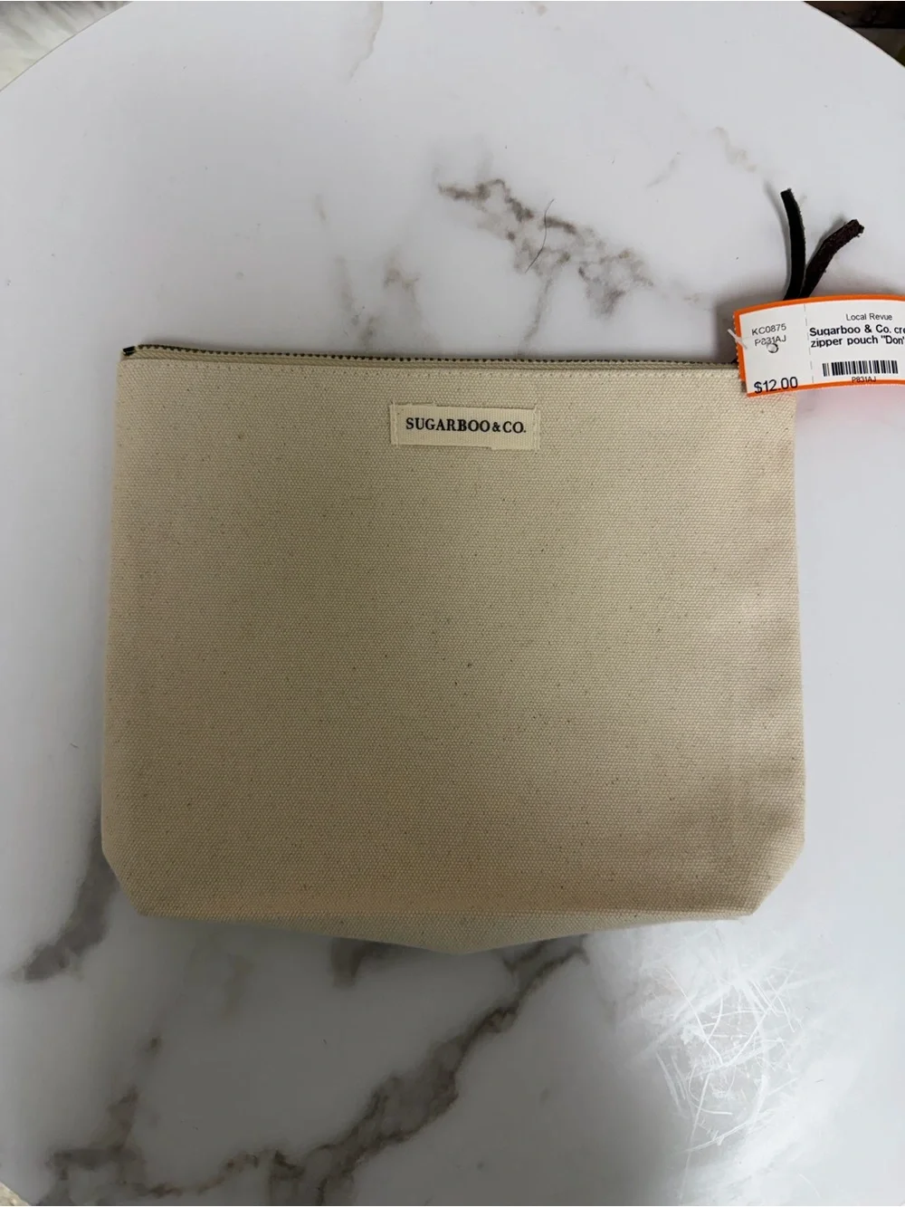 Sugarboo & Co. cream canvas zipper pouch “don’t be like the rest of them”